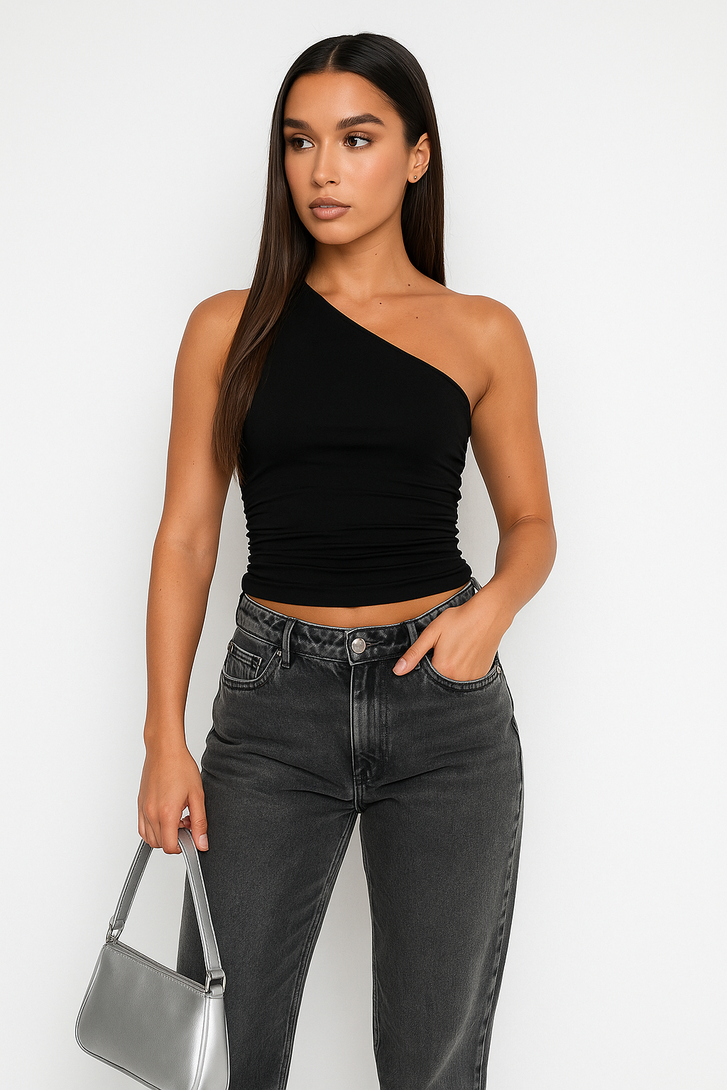 Asymmetrisk Én-Skulder Tank Top