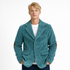 Kordfløyelsblazer til herre med albuelapper – retro business casual jakke (vår/høst) – Mørk turkis