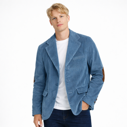 Kordfløyelsblazer til herre med albuelapper – retro business casual jakke (vår/høst)