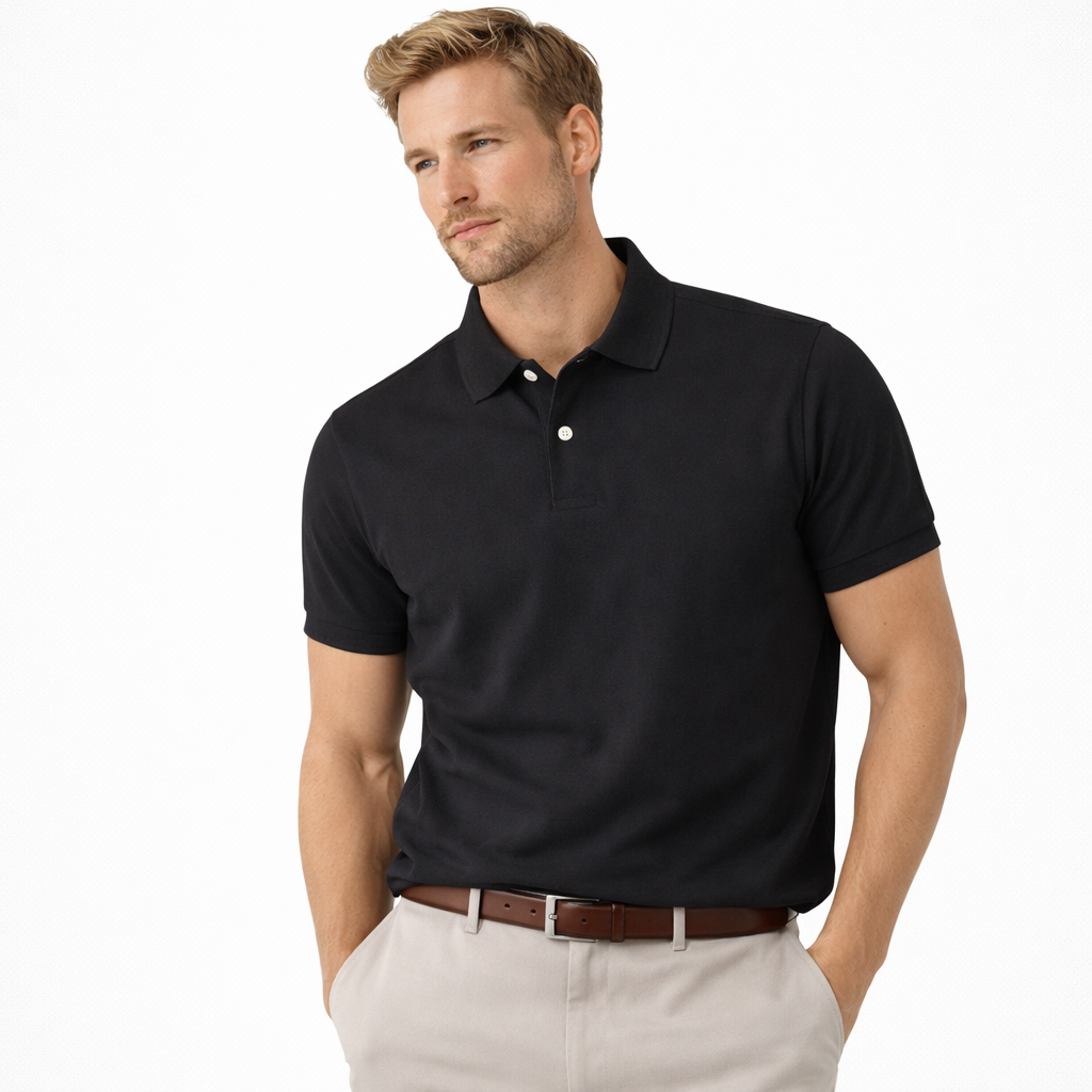 Retro Casual Polo T-skjorte til Herre – 100% Bomull, Kortermet Sommerstil