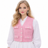 Elegant koreanskinspirert damevest – retro waistcoat med løs passform til vår og høst – Roserød