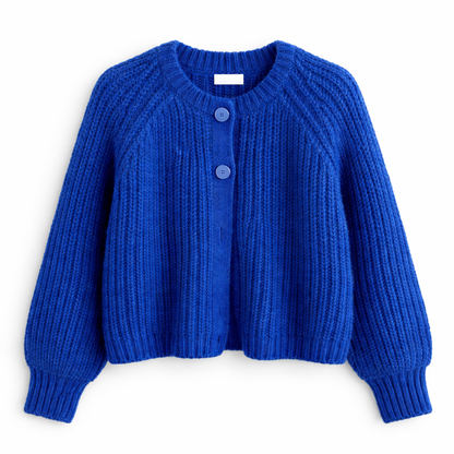 Y2K-Inspirert Strikkegenser for Kvinner – Løs Cardigan med Knapper | Myk og Trendy Genser til Høst og Vinter – Blå