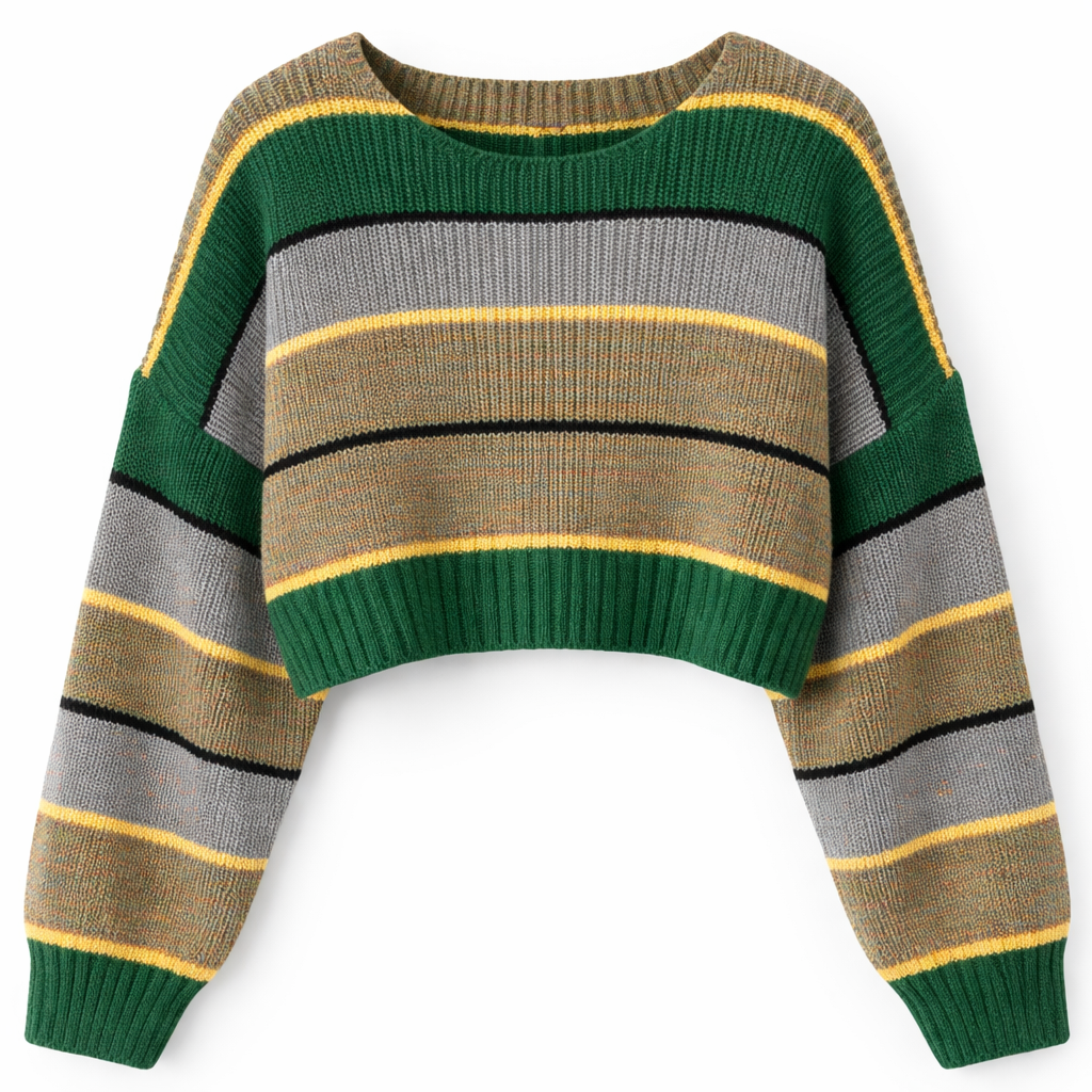 Y2K Strikkegenser for Dame – Stripete &amp; Tykk Pullover | Trendy E-girl Høst/Vinter 2025