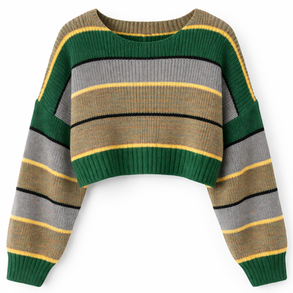 Y2K Strikkegenser for Dame – Stripete &amp; Tykk Pullover | Trendy E-girl Høst/Vinter 2025