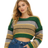 Y2K Strikkegenser for Dame – Stripete & Tykk Pullover | Trendy E-girl Høst/Vinter 2025 – Grønn