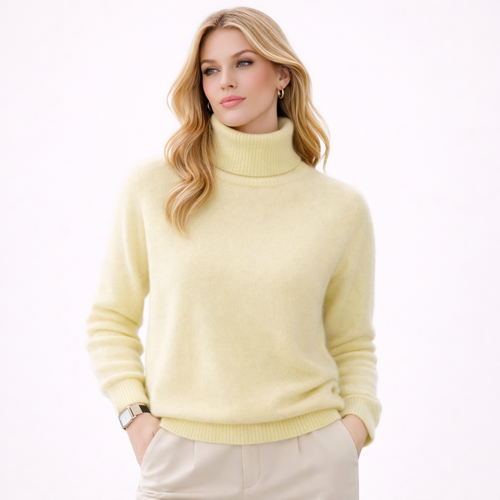 Damegenser i 100% Kasjmir &amp; Mink – Tykk, Varm &amp; Eksklusiv Strikkegenser med Høy Hals | Plus Size
