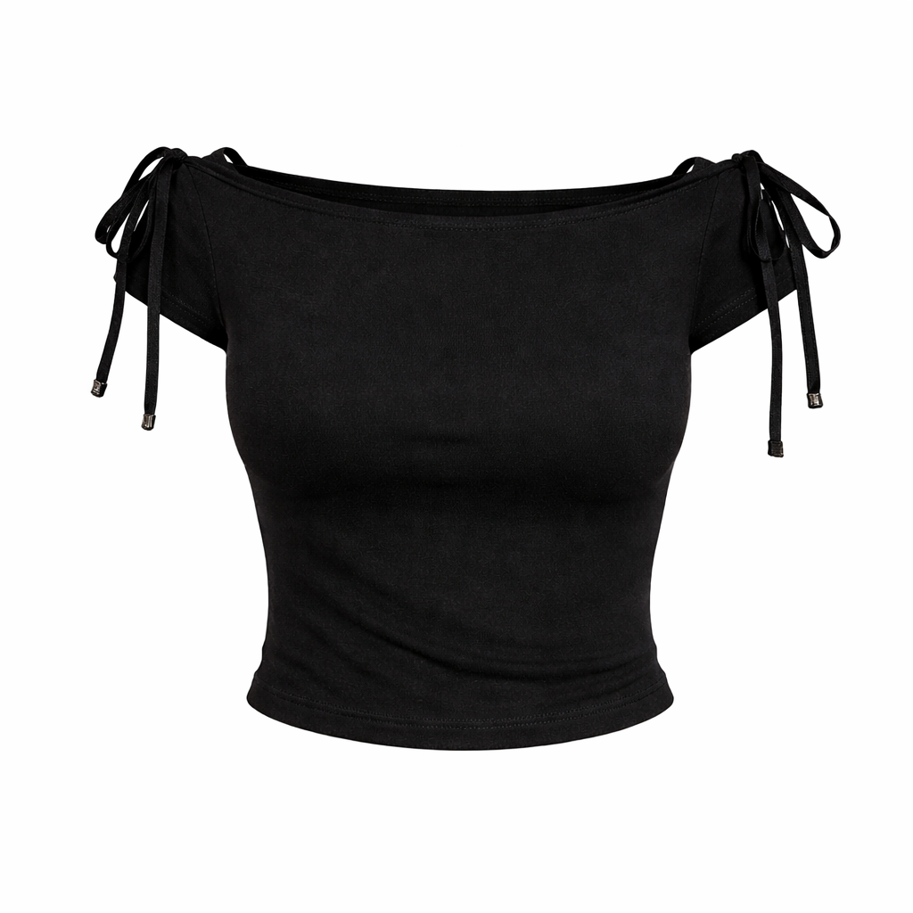 Sommerlig Off-Shoulder Crop Top – Sexy &amp; Trendy med Snøring