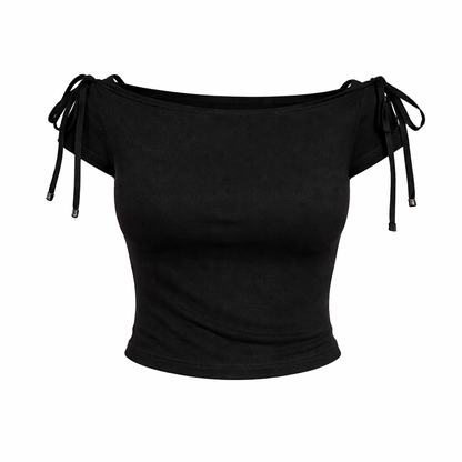 Sommerlig Off-Shoulder Crop Top – Sexy &amp; Trendy med Snøring
