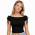 Sommerlig Off-Shoulder Crop Top – Sexy & Trendy med Snøring – Svart