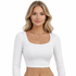 Cropped Langermet T-skjorte med Kvadratisk Hals – Trendy & Komfortabel – Blå