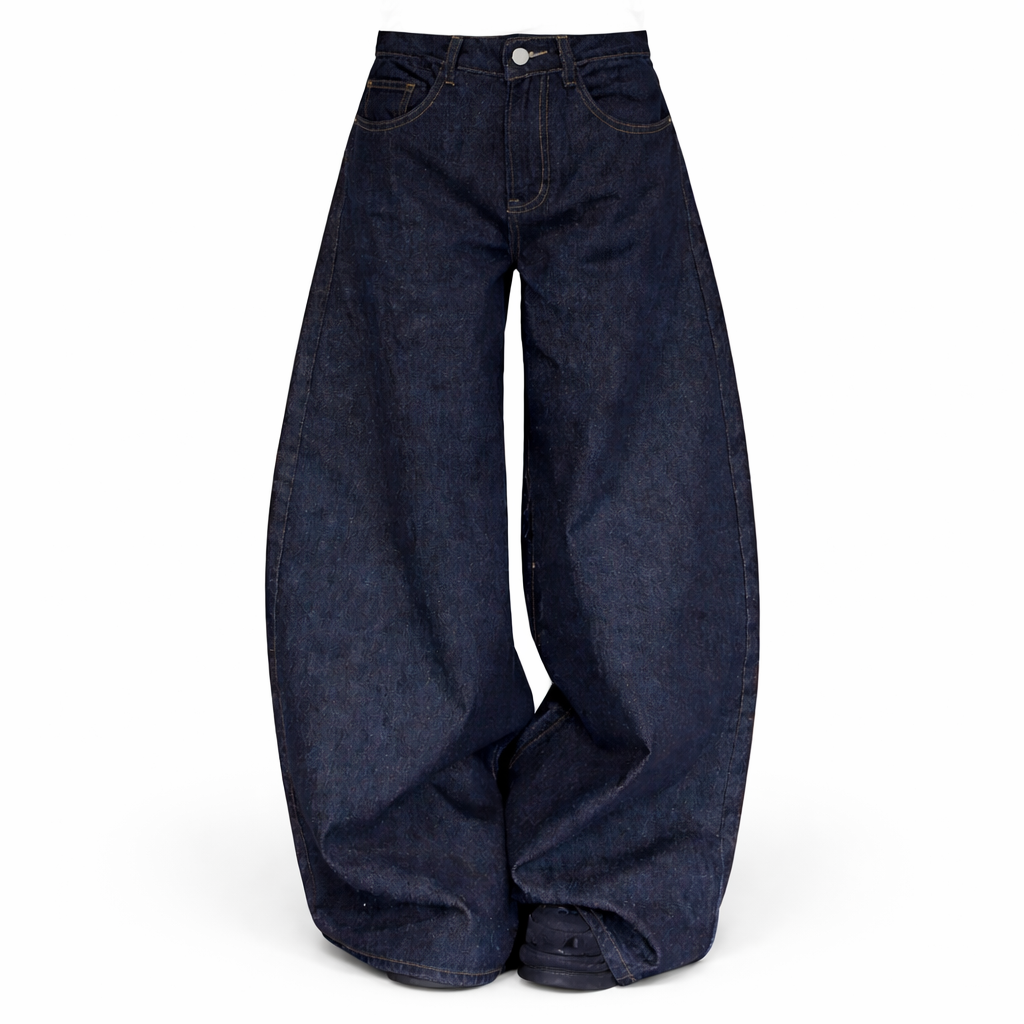 Unisex Vide Jeans i Vasket Svart Denim – High Street Stil | Løse, Rette Bukser til Høst og Vinter