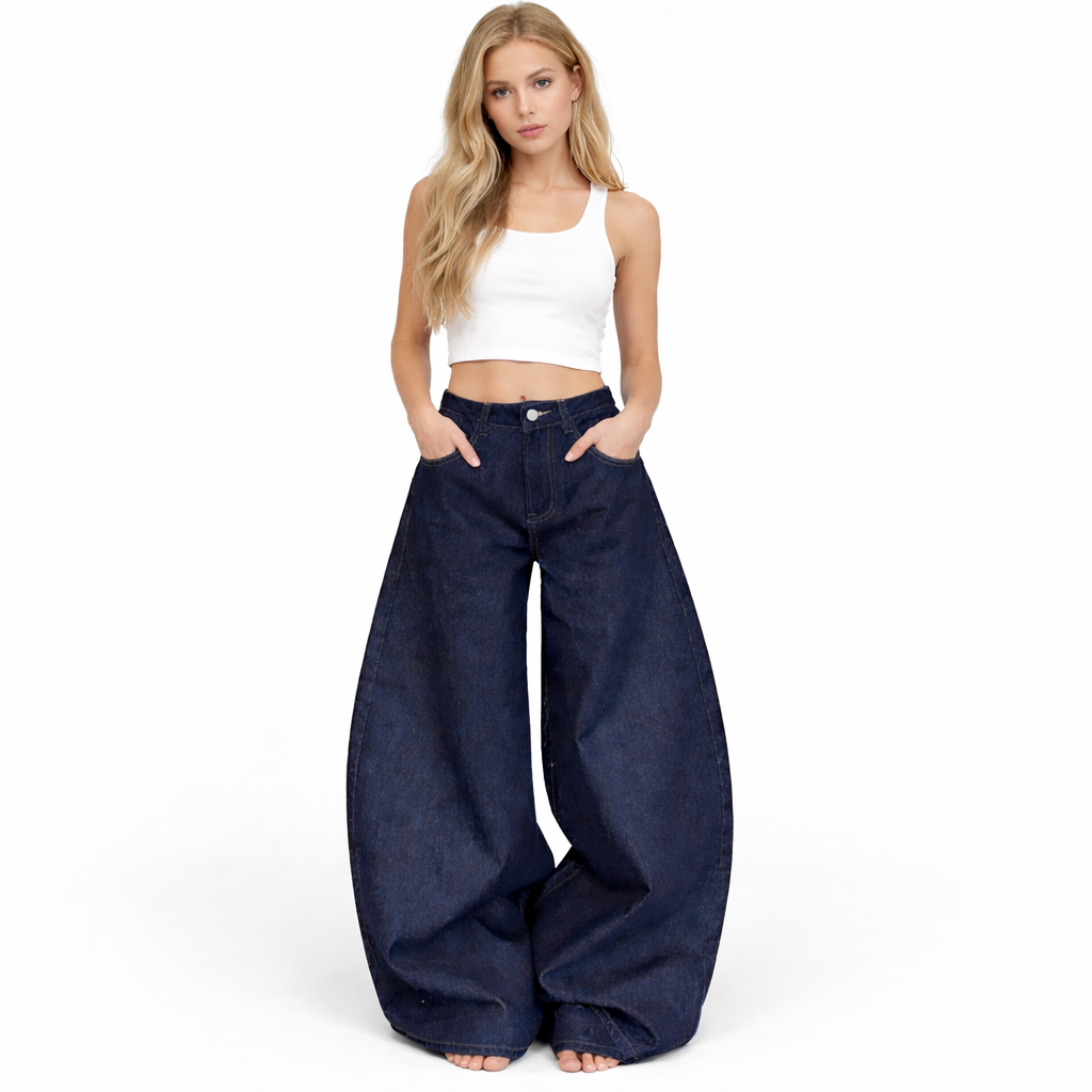 Unisex Vide Jeans i Vasket Svart Denim – High Street Stil | Løse, Rette Bukser til Høst og Vinter – 1