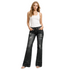 Y2K Washed Jeans – Unisex Retro Flare Bukser med Snøring & Dobbeltliv | Gothic Streetwear i Premium Design – Svart