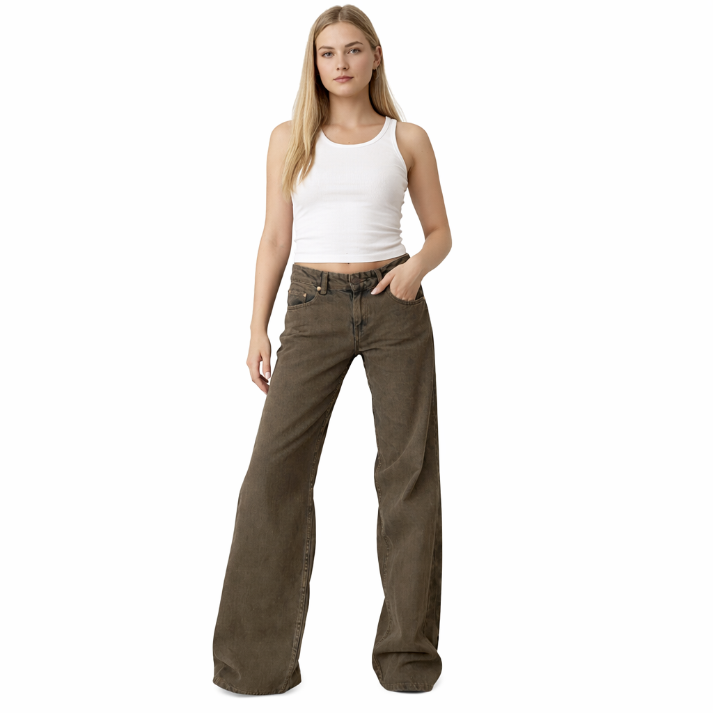 Y2K Baggy Jeans – Lav Midje &amp; Vide Bein for Kvinner – Type 1