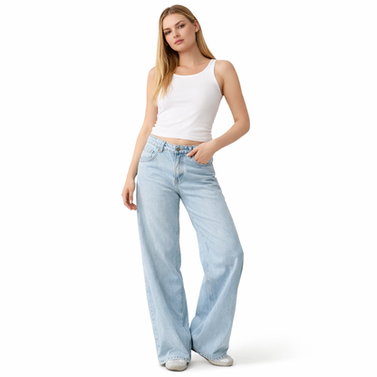 Y2K Baggy Jeans – Lav Midje &amp; Vide Bein for Kvinner