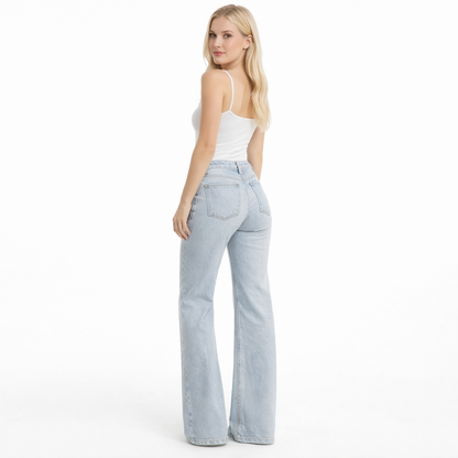 Lyseblå Jeans med Lav Midje – Vintage Straight Fit – Blå
