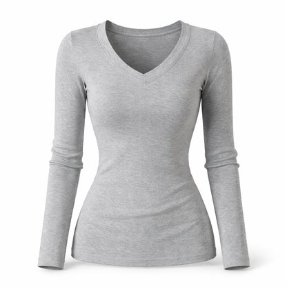 Damegenser med V-hals – Ensfarget, Langermet &amp; Chic Design | Høst/Vinter