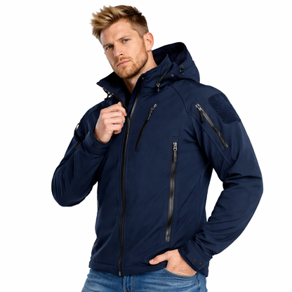Softshell Jakke med Hette – Vanntett &amp; Vindtett | Varm Fleecefôret Herrejakke til Tur &amp; Hverdag