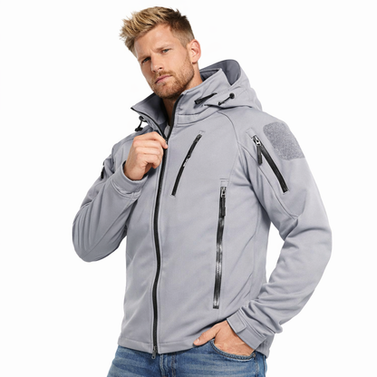 Softshell Jakke med Hette – Vanntett &amp; Vindtett | Varm Fleecefôret Herrejakke til Tur &amp; Hverdag