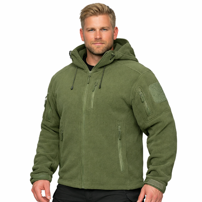 Herre Fleecejakke med Hette – Varm &amp; Vindbeskyttende | Full-Zip Ytterjakke til Vår &amp; Vinter