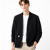Herre Cardigan – Strikket Ensfarget Jakke | Koreansk Casual med Sjal-krage & Lommer – Svart