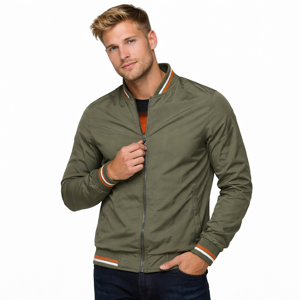 Herre Bomberjakke – Slim Fit Baseball-jakke | Svart &amp; Casual vår/sommer/høst