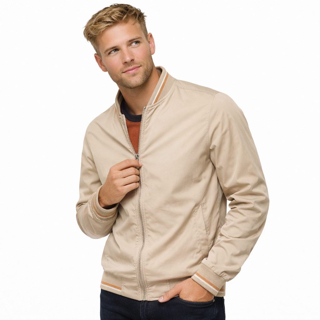 Herre Bomberjakke – Slim Fit Baseball-jakke | Svart &amp; Casual vår/sommer/høst