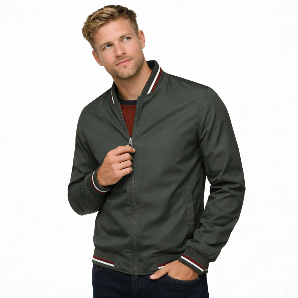 Herre Bomberjakke – Slim Fit Baseball-jakke | Svart &amp; Casual vår/sommer/høst