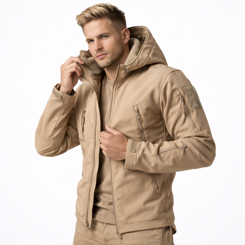 Softshell Taktisk Jakke – Vanntett &amp; Vindtett med Fleecefor | Herre Camouflage Hettejakke til Jakt &amp; Friluft