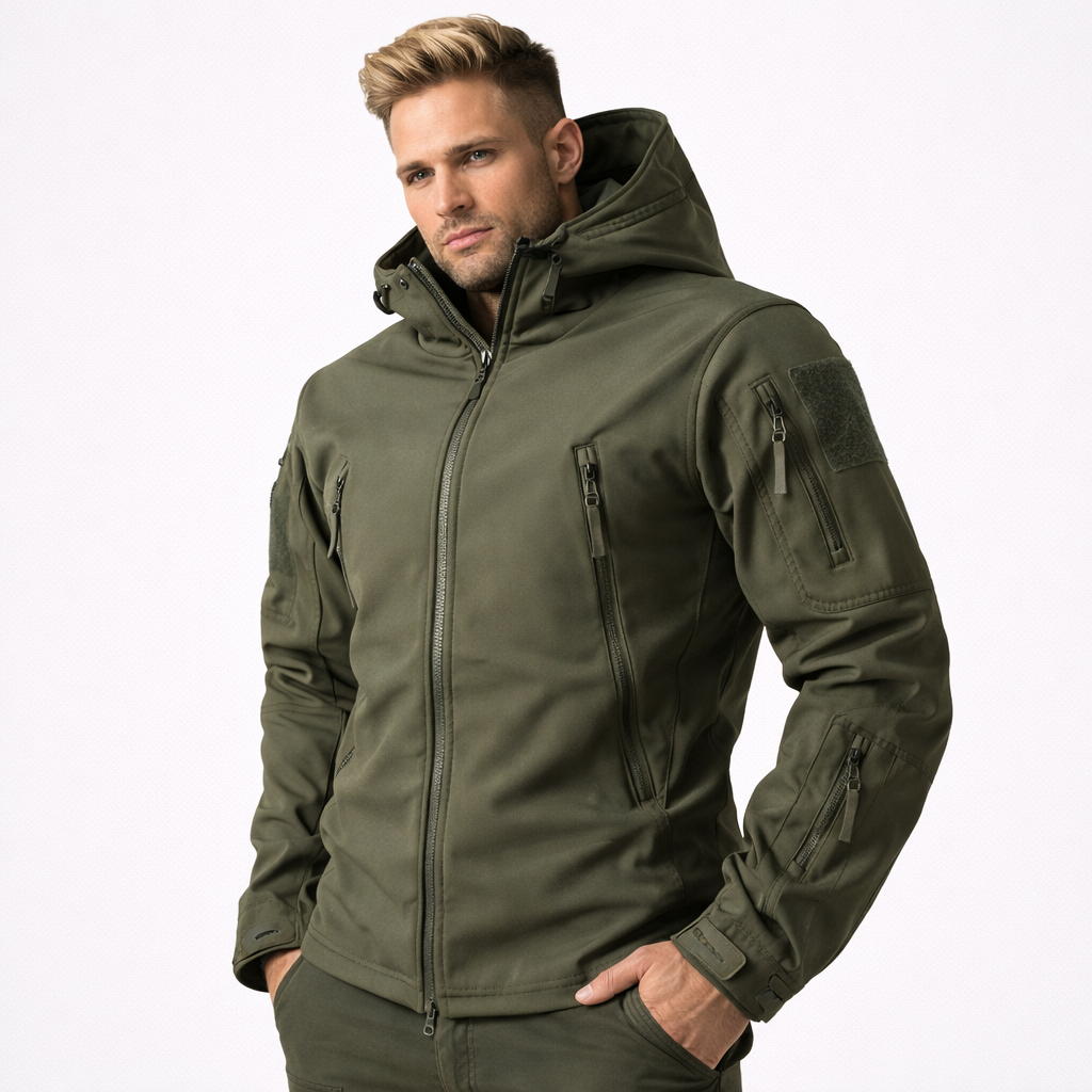 Softshell Taktisk Jakke – Vanntett &amp; Vindtett med Fleecefor | Herre Camouflage Hettejakke til Jakt &amp; Friluft