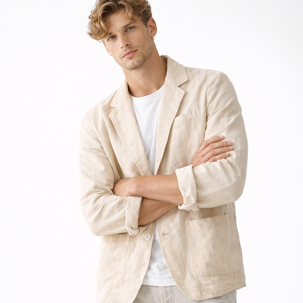 Lett Sommerblazer for Herre i Lin og Bomull – Pustende &amp; Elegant Jakke til Business og Casual Bruk