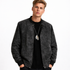 Herrejakke i Semsket Skinn – Retro Bomber med Baseball-krage | Slim Fit & Streetwear – Svart