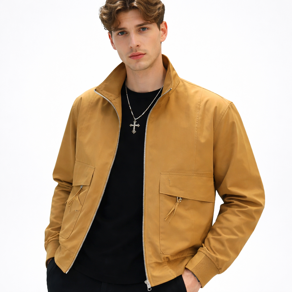 Herrejakke – Slim Fit &amp; Ensfarget | Trendy Harajuku-inspirert Vinterjakke 2024
