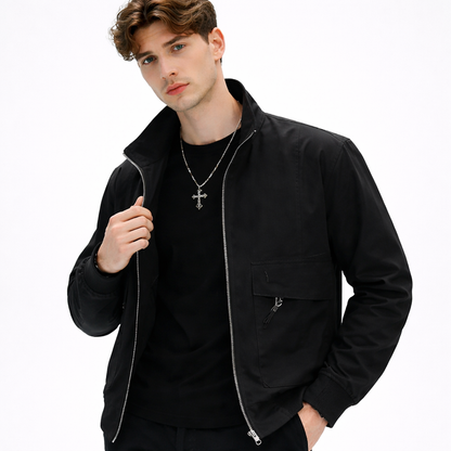 Herrejakke – Slim Fit &amp; Ensfarget | Trendy Harajuku-inspirert Vinterjakke 2024