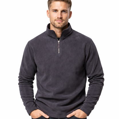 Tykk og varm herre-fleece – halv glidelås, softshell-look til tur og hverdag – HD08-Brun