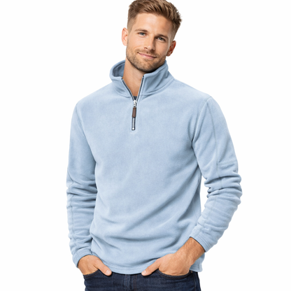 Tykk og varm herre-fleece – halv glidelås, softshell-look til tur og hverdag