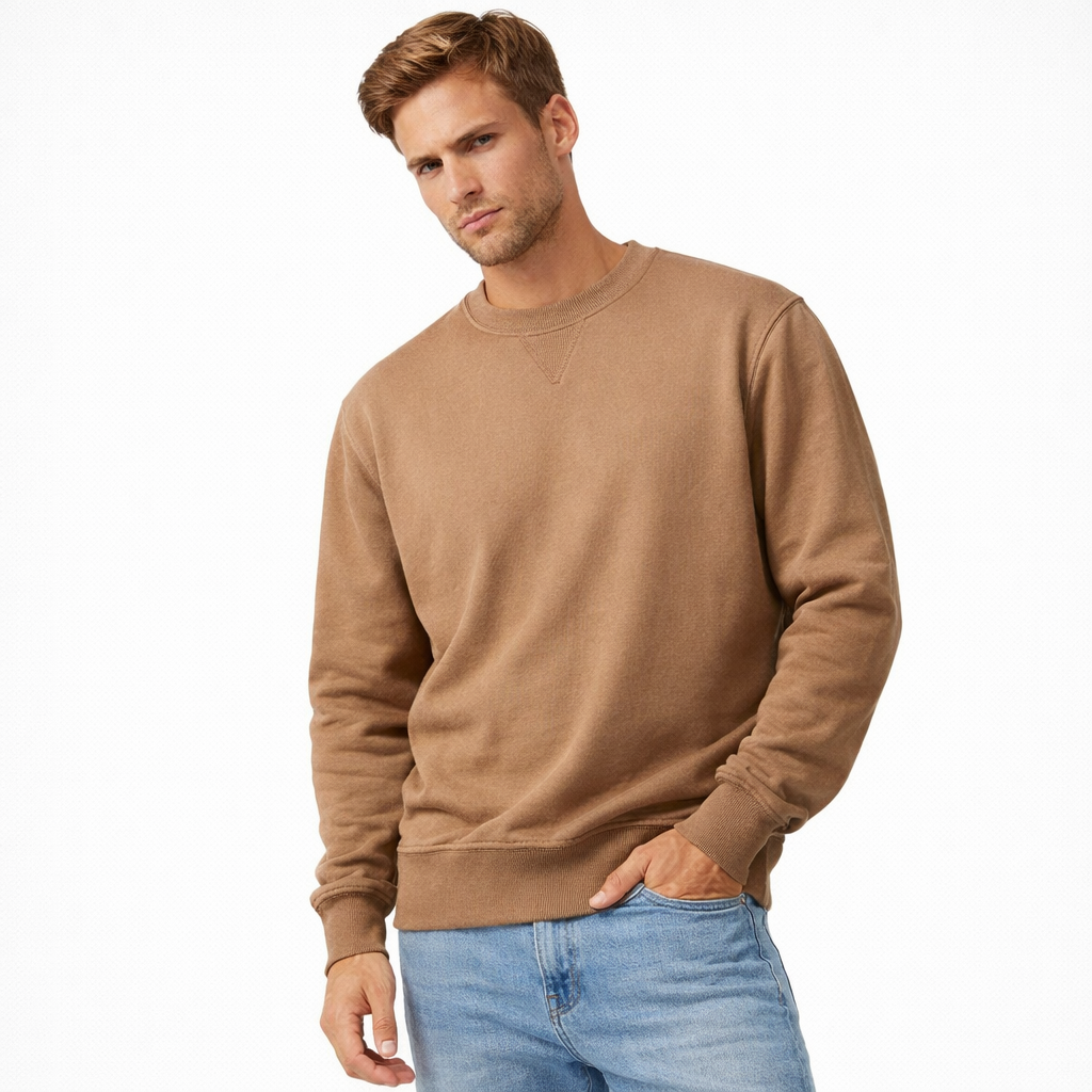 Tung Bomullsgenser for Menn – Oversized Vintergenser i Streetwear-stil | Myk, Varm og Komfortabel Hettefri Hoodie i Svart og Hvit