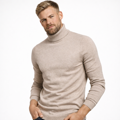 Myk Herregenser med Høy Hals – Ensfarget Vintergenser i Premium Kvalitet | Varm og Komfortabel Pullover for Menn