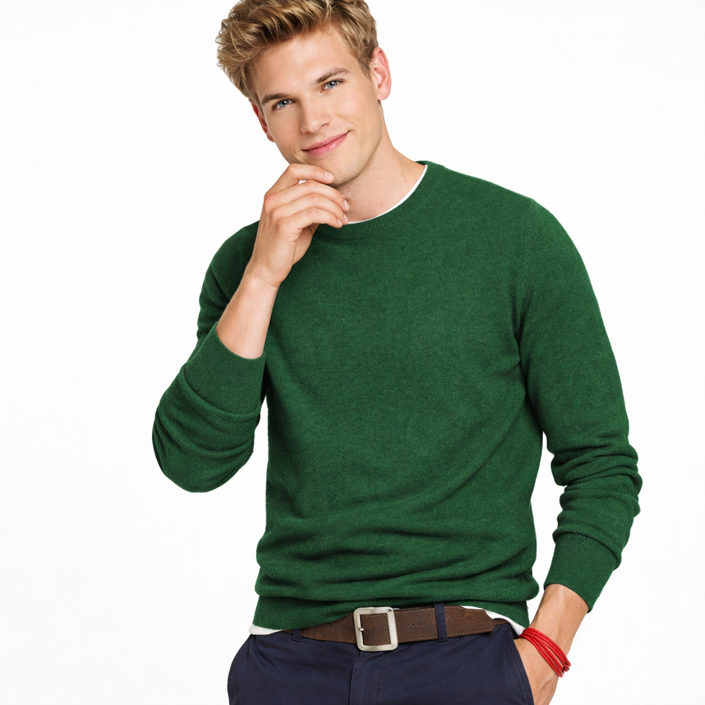 Klassisk Herregenser i 100 % Bomull – Strikket Pullover i Store Størrelser (opptil 5XL) | Varm og Myk Genser til Høst og Vinter