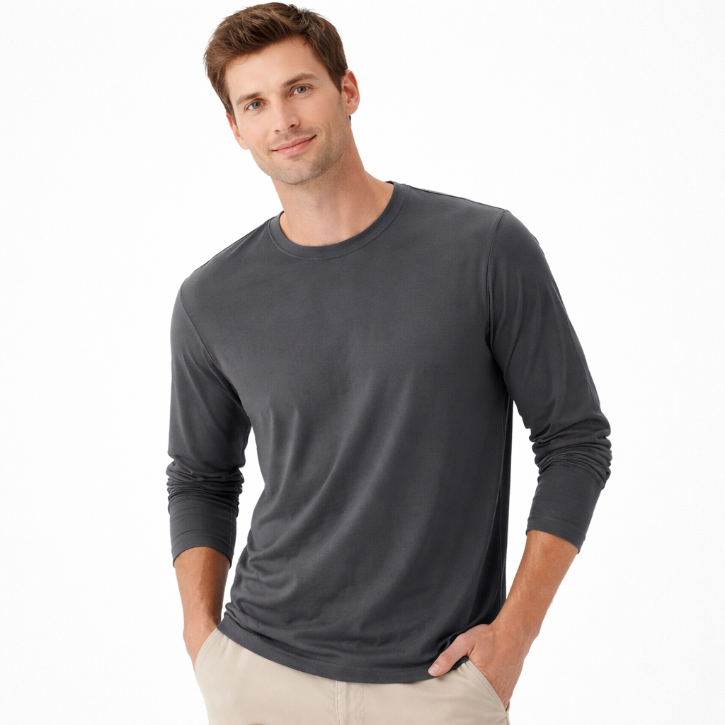 Klassisk Herre T-skjorte i 100 % Bomull – Myk og Komfortabel Basic Topp | Casual Hverdagsplagg i Store Størrelser (opptil 5XL)