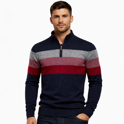 Herregenser med Høy Krage og Glidelås – Myk Bomullsgenser til Høst og Vinter | Varm og Elegant Pullover i Klassisk Stil