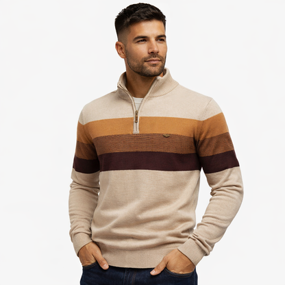 Herregenser med Høy Krage og Glidelås – Myk Bomullsgenser til Høst og Vinter | Varm og Elegant Pullover i Klassisk Stil