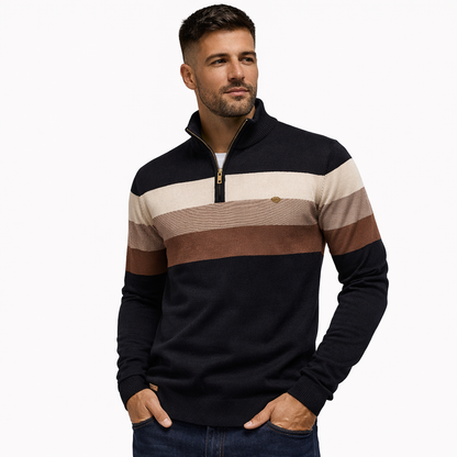 Herregenser med Høy Krage og Glidelås – Myk Bomullsgenser til Høst og Vinter | Varm og Elegant Pullover i Klassisk Stil