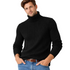 Høyhalset Genser for Menn – Tykk Strikkegenser i Ensfarget Design | Varm Vintergenser i Store Størrelser (opptil 4XL) – Karamell
