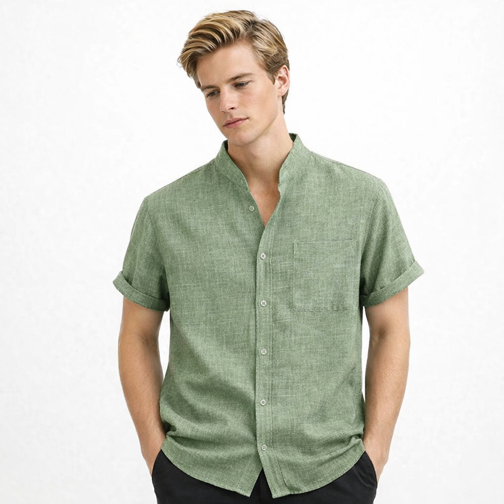 Sommer Skjorte for Menn – Pustende Bomull &amp; Lin, Kortermet, Elegant og Casual