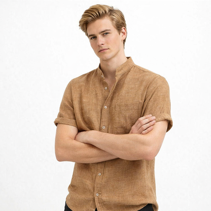 Sommer Skjorte for Menn – Pustende Bomull &amp; Lin, Kortermet, Elegant og Casual