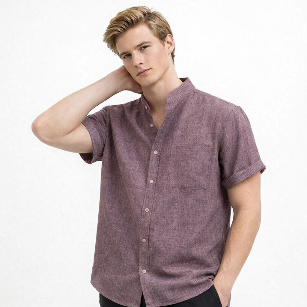 Sommer Skjorte for Menn – Pustende Bomull &amp; Lin, Kortermet, Elegant og Casual