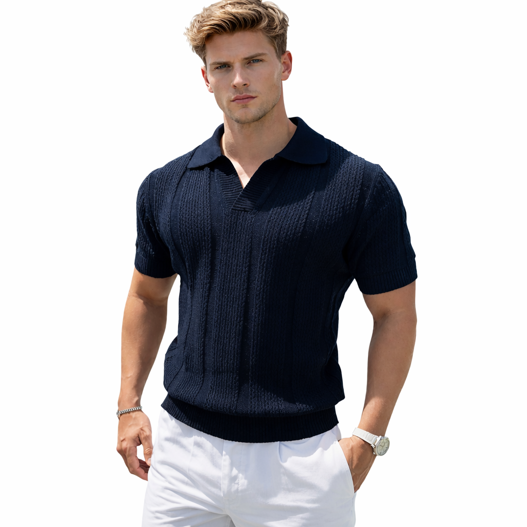 Sommer Polo T-skjorte til Herre – Slim Fit Strikket Mesh, Kortermet – 01 Hvit