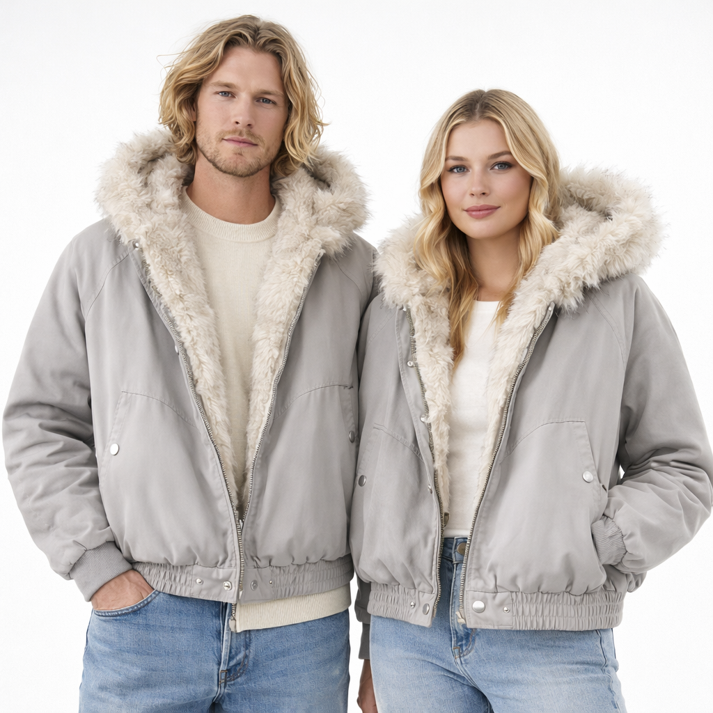 Unisex Retro Skinnjakke med Fuskepelskrage – Varm, Løs &amp; Trendy Motorsykkeljakke i Harajuku-stil