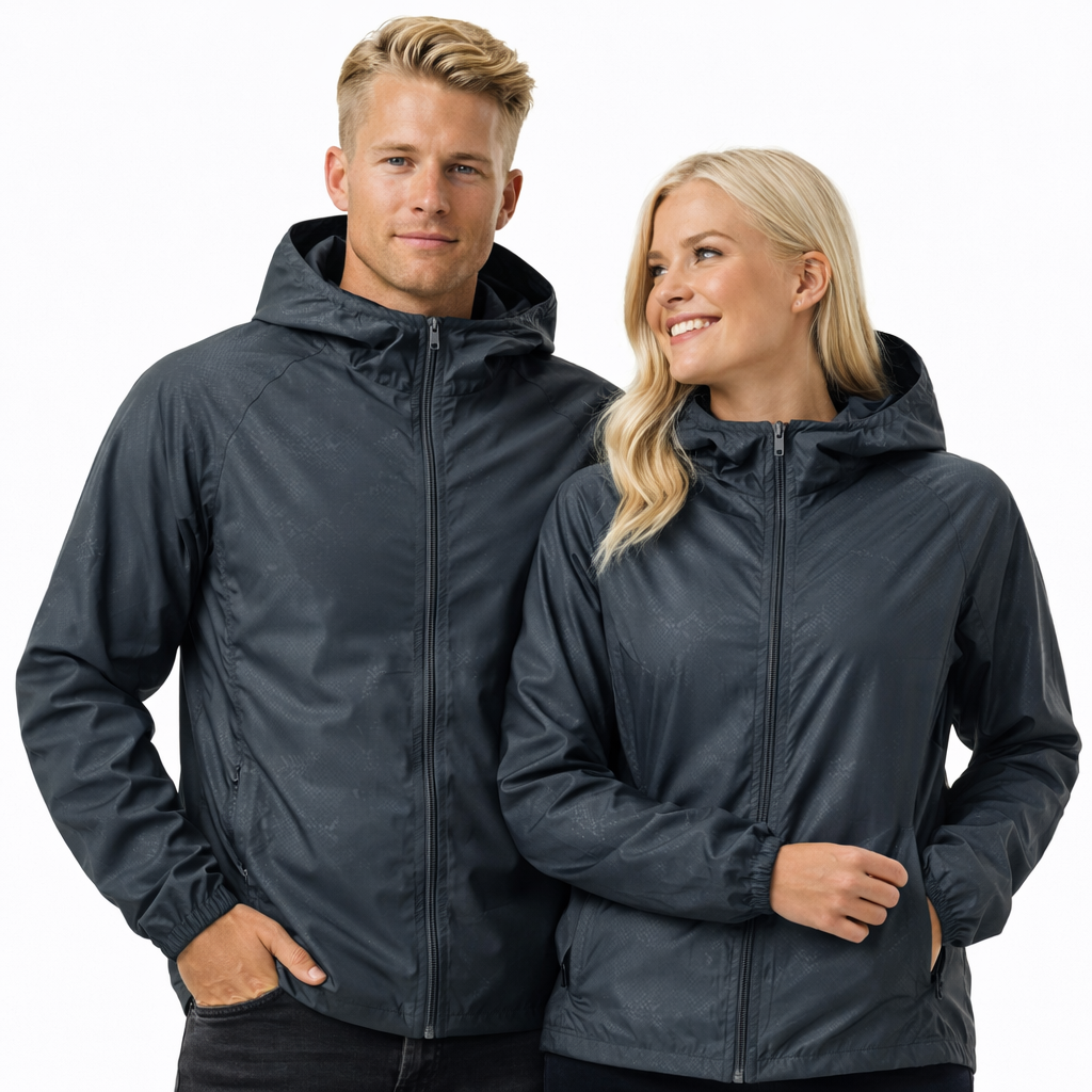 Unisex Turjakke – Vanntett &amp; Vindtett | Lett Vindjakke med Solbeskyttelse for Fotturer &amp; Utendørs – Unisex Svart